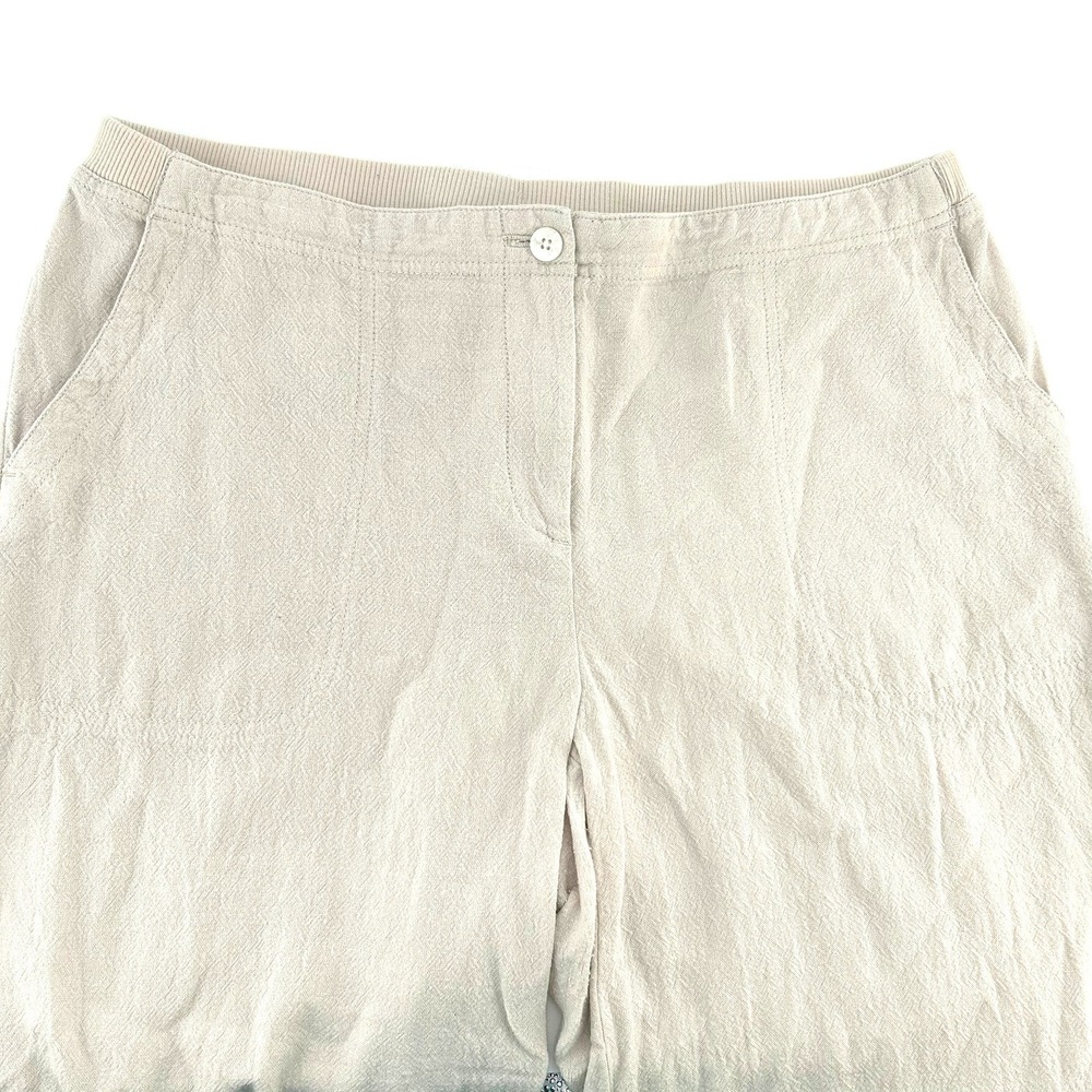 J.Jill Womens Medium Beige Linen Rayon Blend Relaxed Crop Pants Wide Flowy Leg